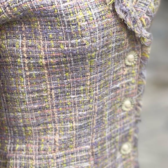 SOLD 🐣🌸 CHANEL blazer jacket skirt suit set tweed Boucle pink purple yellow - Picture 3 of 16